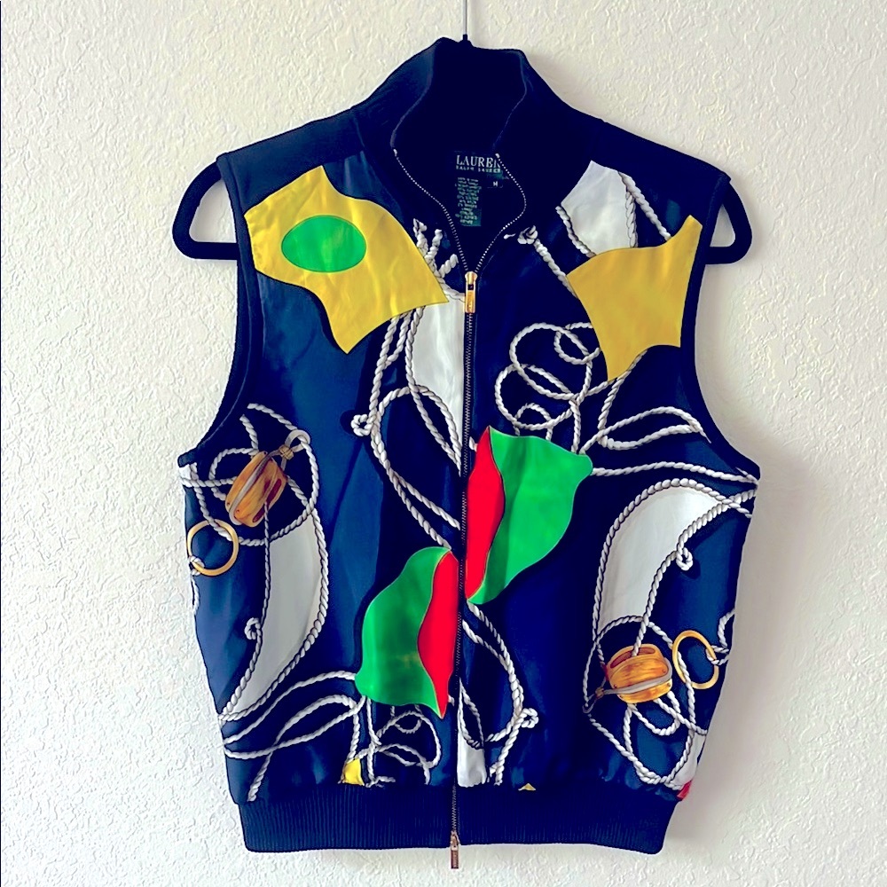 Ralph Lauren Women's Vest, Size M Ralph Lauren, Equestrian Print, Silk unique